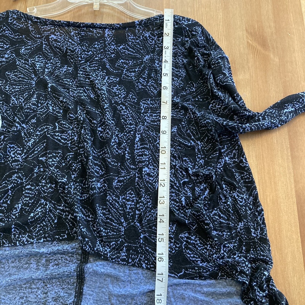Free People Tunic Top Size Small Black & Blue Combo Loose Fit Crop Back Sahara - Picture 13 of 13